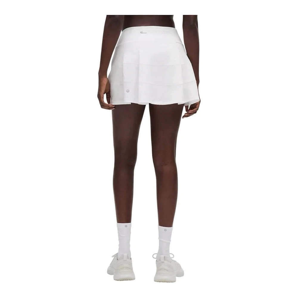 Lululemon Pace Rival Long Skirt White Sz 4 Tennis Golf Athletic Built-In Shorts